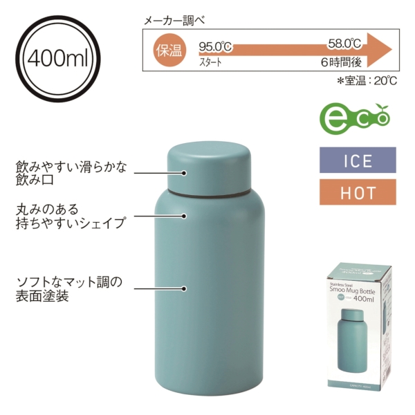 Smoo・真空二重構造ステンレスボトル400ml(ブルー)