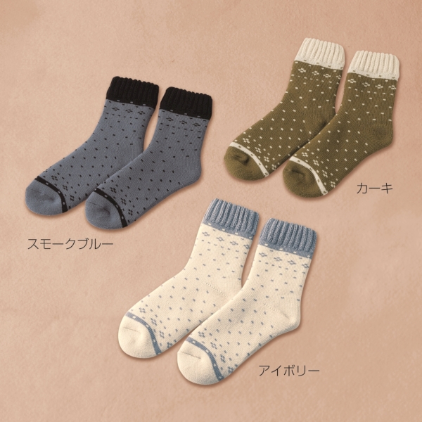 スノードット　裏起毛あったかソックス