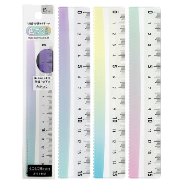 メモリが見やすい　色づく定規　15cm1個の商品画像2枚目