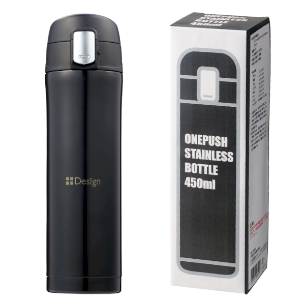 ワンプッシュ真空ステンレスボトル450ml(ブラック)の商品画像3枚目