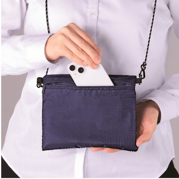 2WAYサコッシュ&エコバッグ(メッシュポケット付き)(ネイビー)の商品画像3枚目