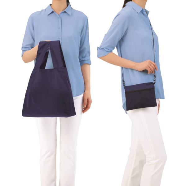 2WAYサコッシュ&エコバッグ(メッシュポケット付き)(ネイビー)の商品画像5枚目