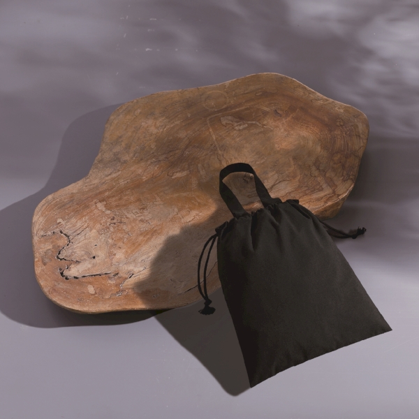 スフィア・リサイクルコットンフラット2WAY巾着バッグ(ブラック)の商品画像3枚目