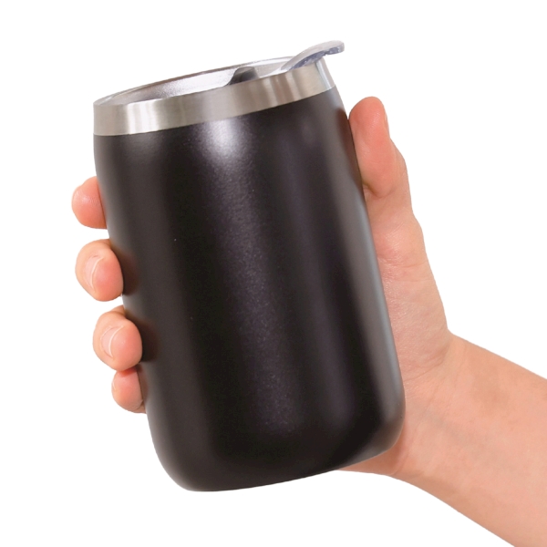 スライド式蓋付き真空二重構造ステンレスタンブラー(ブラック)の商品画像2枚目