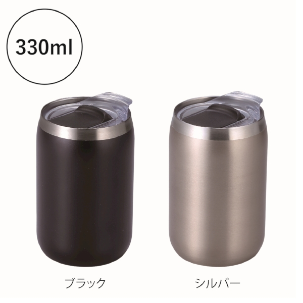 スライド式蓋付き真空二重構造ステンレスタンブラー(ブラック)の商品画像4枚目