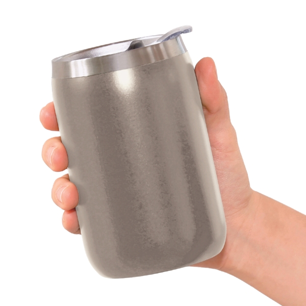 スライド式蓋付き真空二重構造ステンレスタンブラー(シルバー)の商品画像2枚目