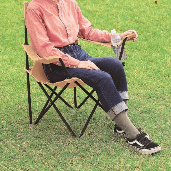 レジャーアンドライフ・ポータブルチェア(ひじ掛け付き)(ベージュ)の商品画像2枚目