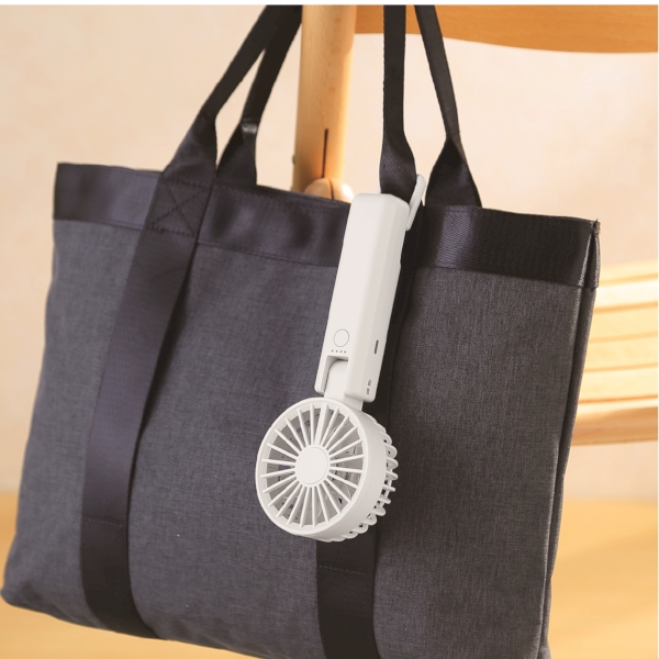 折りたたみ式2WAYダブルファン(カラビナ付き)(ミストホワイト)の商品画像2枚目