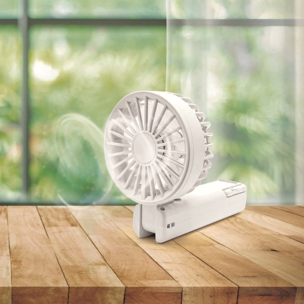 折りたたみ式2WAYダブルファン(カラビナ付き)(ミストホワイト)の商品画像3枚目