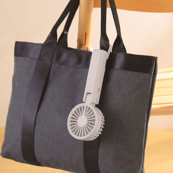 折りたたみ式2WAYダブルファン(カラビナ付き)(アイスグレー)の商品画像2枚目