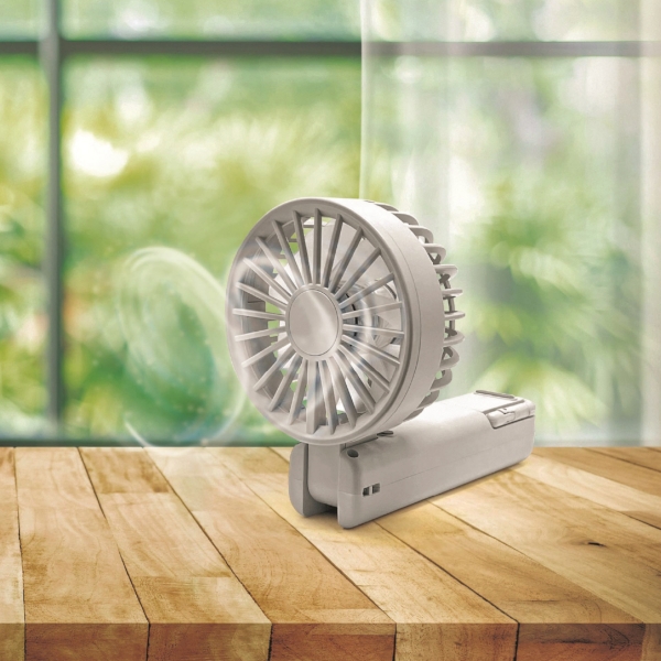 折りたたみ式2WAYダブルファン(カラビナ付き)(アイスグレー)の商品画像3枚目