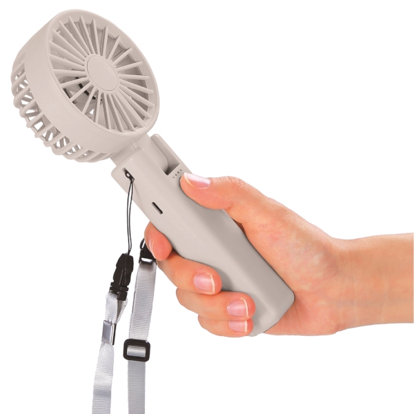 折りたたみ式2WAYダブルファン(カラビナ付き)(アイスグレー)の商品画像6枚目