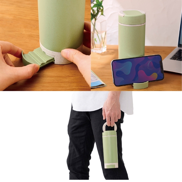 スマホスタンド付きバンブーボトル400ml(グリーン)の商品画像3枚目