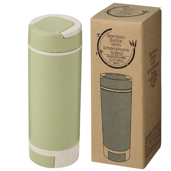 スマホスタンド付きバンブーボトル400ml(グリーン)の商品画像6枚目