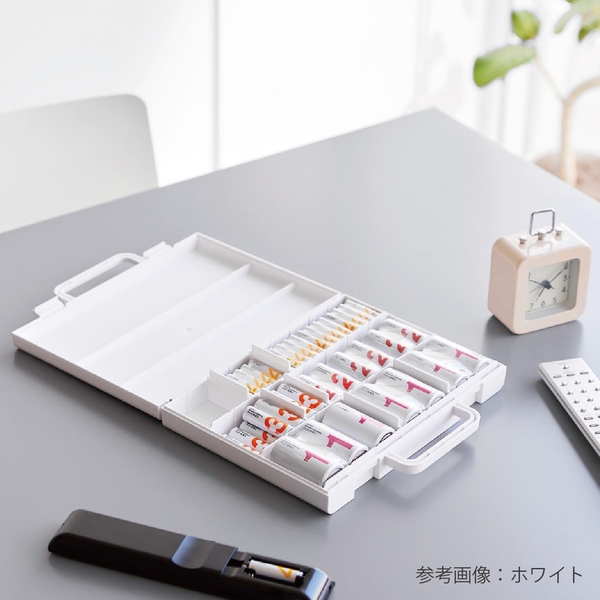 tower　ハンドル付きスリム分別電池ケース　ブラックの商品画像2枚目