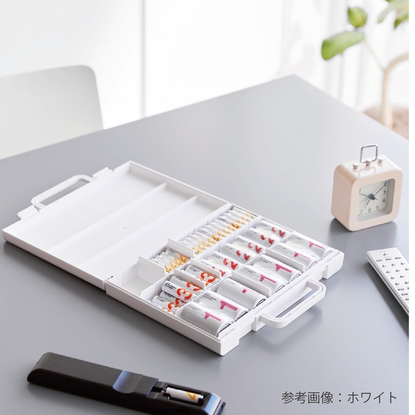 tower　ハンドル付きスリム分別電池ケース　ホワイトの商品画像2枚目